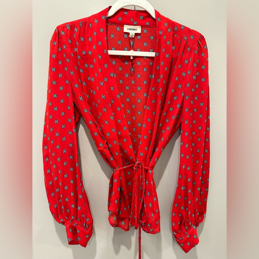L’agence wrap blouse red